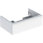 Mueble bajo Geberit iCon para lavabo, con un cajón: Ancho de lavabo=75cm, Cuerpo y frontal: blanco/cubierto de alto brillo, Tirador: blanco/con pintura polvo al horno mate